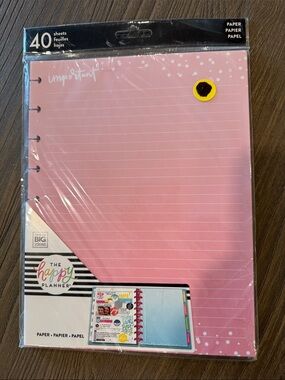 The Happy Planner Pink Lined Notebook Refill, Fitness Tracker, and Lists refill